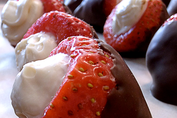 Chocolate Covered Strawberries with Cheesecake filling!