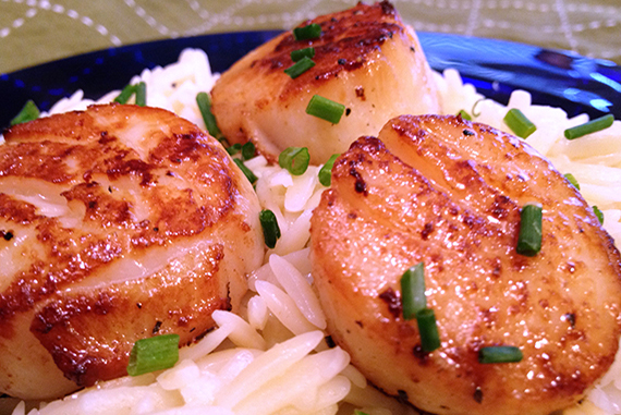 Seared Scallops with Chives and Lemon Butter Orzo!