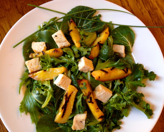 Grilled Chicken and Peach Salad and an Organic Girl Greens Giveaway!