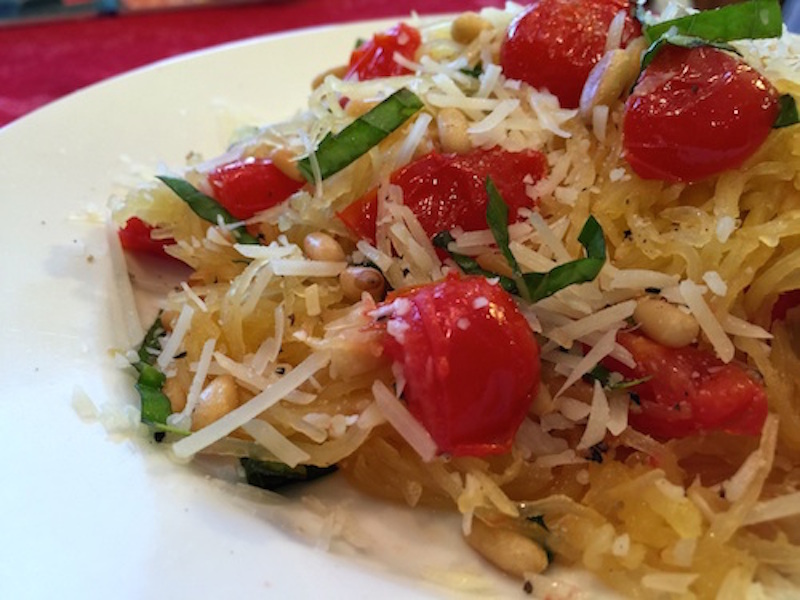 Spaghetti Squash with Basil and Pine Nuts